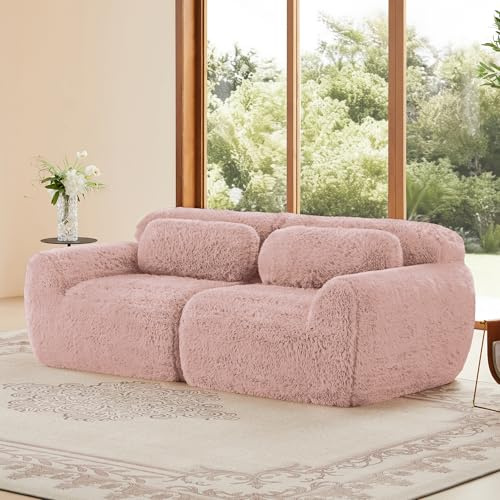 staronce Boneless Cloud Couch, Modulares Plüschsofa 2-Sitzer, Rahmenlos & Ohne Montage, für Wohnzimmer oder Schlafzimmer, Pink, Frei Kombinierbar