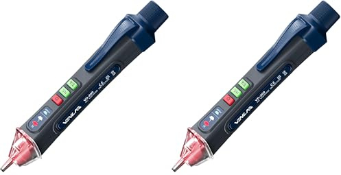 Spannungsprüfer Berührungslos Klein mit Buzzer, AC Stromprüfer Leitungssuchgerät mit Taschenlampe, Kabelbruch-Suchgerät Stift Durchgangsprüfer für Steckdose Schaltschrank 12/48v~1000v (Packung mit 2)
