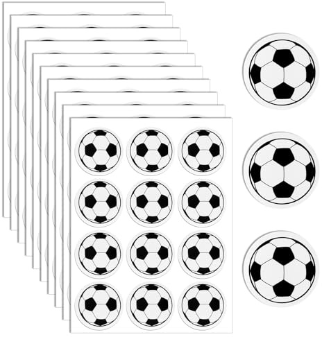 120Stück 3cm Fußballaufkleber, Vinyl-Fußball-Liebhaber Klebeetiketten, Wasserabweisende Sportaufkleber für Jungen und Mädchen, Selbstklebende Fußballaufkleber für Gläser, Helme, Scrapbooking
