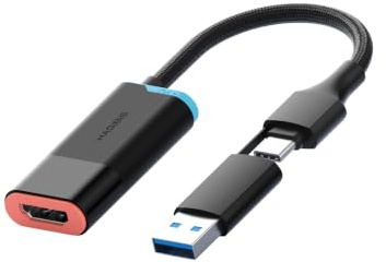 Hagibis 2K@30Hz Video Capture Card with 100W PD, HDMI to USB A/USB C Capture Cable 1080P@60fps YUY2 MJPEG MS2130 for Quest 3 2 Pro VR Switch2 PS4/5 Live Broadcast, Gaming, Streaming, Recorder