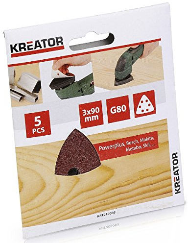5 Schleifscheiben 90 x 90 x 90 mm Körnung G80 für Holz Hook&Loop für Dreieckschleifer Schleifscheibenset zur Holzbearbeitung für Handschleifer