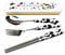 OLizee® Cute Creative Cow Pattern Design Flatware Set of 3 Ceramics Handle Stainless Steel Spoon Fork Chopsticks for Traveling Portable Lovely Animals Korean Tableware Set (Black)