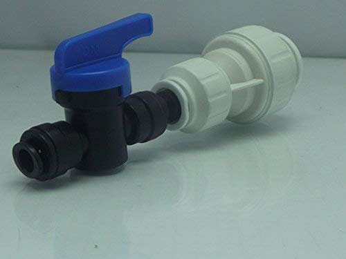 John Guest American Fridge Pipe Connector & Isolater, 15mm Push Fit to 6mm Shut Off Valve, Refrigerator