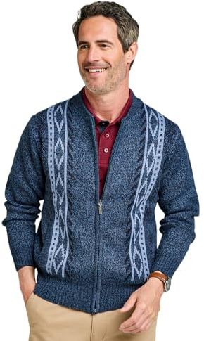 Tootal Men's Vertical Jacquard Zipper Cardigan