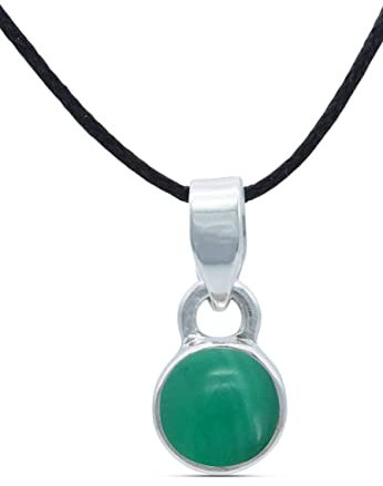 mantraroma Kettenanhänger 925 Silber grüner Onyx Stein Edelstein Kettenanhänger Damen Sterling Silber Halskette Anhänger Geschenk (MAH-097-14)