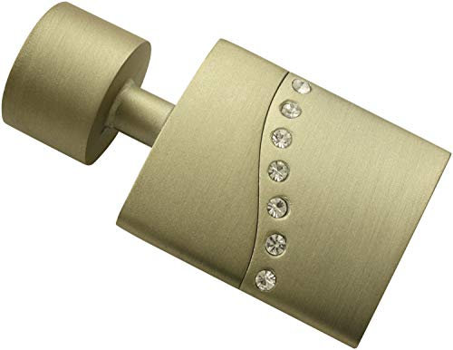 Gardinia Flat mit Strass-Steinen, 2 x Endstück, Metall, Champagner, für Gardinentechnik Ø 19 mm
