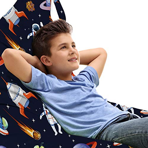ABAKUHAUS Außerirdischer Unicorn Toy Bag Lounger Stuhl, Galaxy Asteroid UFO Astronaut, Hochleistungskuscheltieraufbewahrung mit Griff, Mehrfarbig