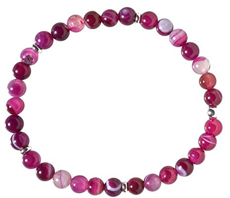 Achat Armband pink - Edelstein-Armband - 925 Silber - Perlenarmband