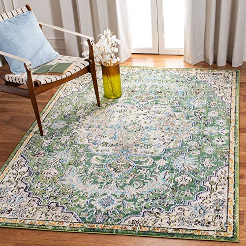SAFAVIEH Zeitgenössische Teppich für Wohnzimmer, Esszimmer, Schlafzimmer - Madison Collection, Kurzer Flor, Silber und Elfenbein, 91 X 152 cm