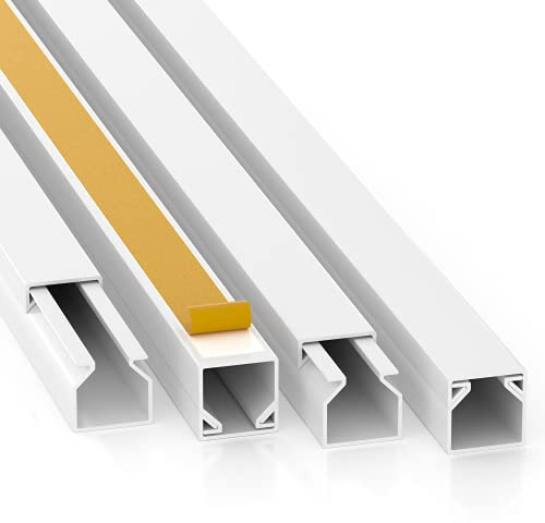 Kabelkanal Selbstklebend Pro mit Schaumklebeband, Kabelschacht 10m 12x12mm - 5x2m, White - Weiß