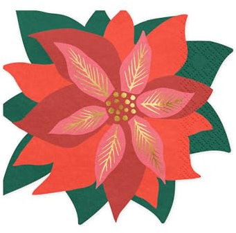 Servietten Weihnachtsstern 14,5x15,5cm 20 Stück 3-lagig - Serviette Weihnachten Nikolaus Advent - Einweg Papierservietten Weihnachtsservietten - Rot Grün