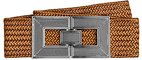 Caspar GU328 breiter elastischer Damen Stretch Taillengürtel mit stylischer Metallschließe, Farbe:cognac, Gürtelgröße:75 [für Körperumfang 85-95 cm]