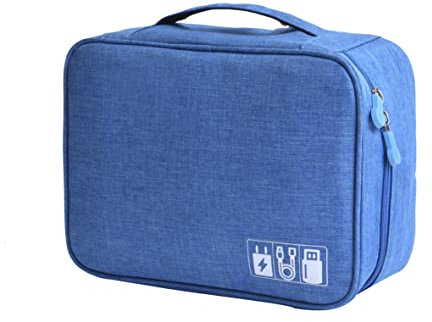 ACOPTON Electronic Organizer, Portable Travel Organizer Bag, Waterproof Electronics Accessories Storage Cases for iPad, Cables, Chargers, Hard Drive, Power Bank, Game Cards (Sky Blue)