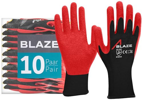 ACE Blaze Arbeits-Handschuh - 10 Paar bequeme, robuste Allround-Schutz-Handschuhe für die Arbeit - 10/XL (10er Pack)
