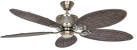 Energiespar Deckenventilator mit Fernbedienung Caribbean Dream Eco II Messing/Rattan