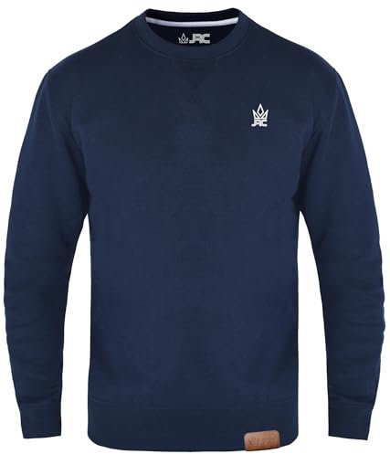 JRC Mens Fleece Crewneck Sweatshirts & Pullovers, Round Neck Long Sleeve Jumper, Sweater for Sports & Workwear (NAVY, M)