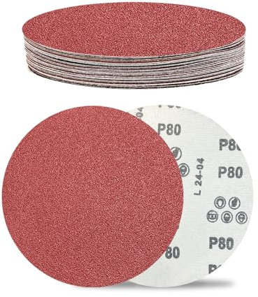 Senmai Tools 180mm Sanding Discs,80 Grits Hook and Loop Sandpaper Sheet for Random Orbital Sander,7 Inch Sanding Disc for Wall Ceiling Sander(30 Pcs)