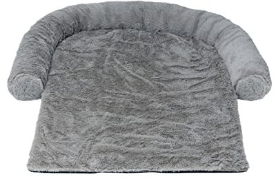 Mikki Couverture de canapé Ultra Douce en Fausse Fourrure Grise pour Chien, Chat, Chiot, Chaton – Taille S
