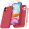 Qasyfanc Coque Protection Caméra pour iPhone 11 avec 2 Pièces Verre Trempé, Housse de Protection Silicone Antichoc Doublure Microfibre Douce Ultra Fine pour iPhone 11 6.1 - Rouge