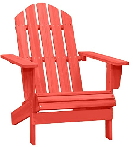 vidaXL Tannenholz Massiv Adirondack Gartenstuhl Gartensessel Stuhl Deckchair Holzstuhl Sessel Terrassenstuhl Balkonstuhl Gartenmöbel Rot