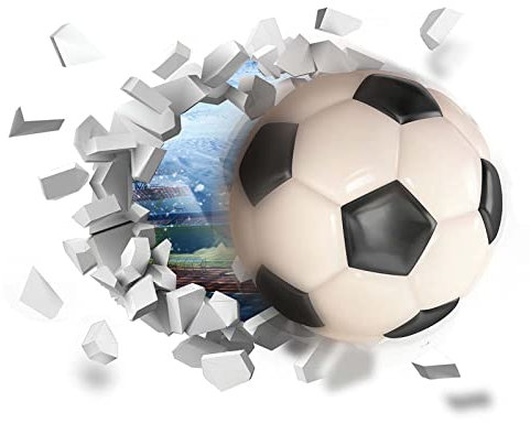 Fußball Wandsticker 3D Wandaufkleber Durchbruch Wandtattoo Selbstklebend Kinderzimmer Schlafzimmer Wohnzimmer Wanddeko