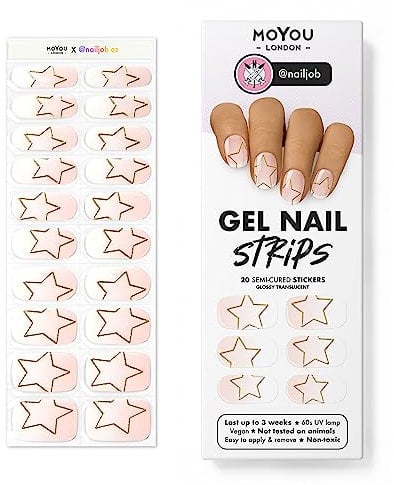 MOYOU LONDON Semi Cured Gel Nail Strips - 20 Pcs. Nail Wraps for Salon-Quality Manicure - Works with Any UV Lamp - Easy to Apply, Trim, & Remove Gel Stickers