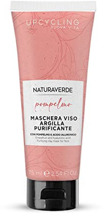 Naturaverde | Maschera Viso Upcycling Pompelmo, Con Estratto di Pompelmo, Vitamina C e Acido Ialuronico, Maschera Con Argilla Purificante ad Azione Illuminante, 75ml