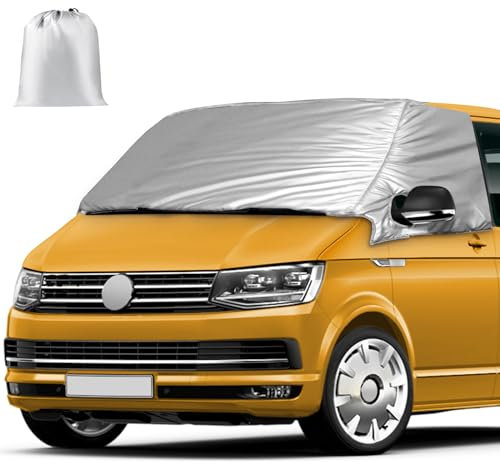 Externe Thermo Scheibenabdeckung passend für VW Transporter T6, Luxus Silber Wrap Windschutzscheibenabdeckung, Faltbare Frontscheibenabdeckung Winter Sommer Scheibenfrostschutz Abdeckung