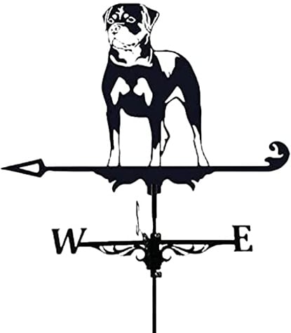 rottweiler Hund dekorative Windfahne, schwarze Edelstahl-Wetterfahne, Retro und langlebig, Gartenhalterung, Hofdekoration für Bauernhof, Retro, langlebige Szene, Romena-Hund