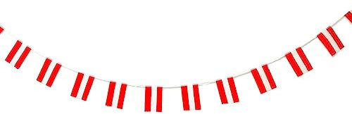 Pandiui23 Österreich Flagge 40 Stück Rechteckige Polyester Girlande 14 x 21 cm Rot-Weiß-Rot 11,4 m