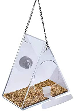 TITA-DONG Window Bird Feeder with 1080P Night-Version Camera, Smart Bird Feeder with Camera, Hanging Wild Bird Feeder House for Outside Wild Birds for Birds Lover(B)