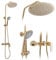 Rea Duschsystem Roger Gold Duschset Duscharmatur mit Duschkopf und Kopfbrause aus Messing Duschgarnitur für Badezimmer (Gold)