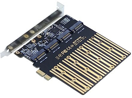 cablecc PCI-E 1X auf vier NGFF B/M-Key SSD Mainboard Desktop Adapter Konverter SSD Karte kompatibel mit 4x/8x/16x