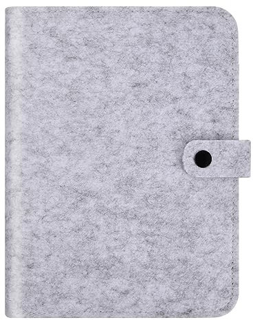 Filz Ringbuch A5 Notizbuch mit 100 Blatt Papier 6 Loch Grau Nachfüllbar Filzeinband für Tagebuch Schreiben Zeichnen (Hellgrau)