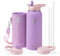 Coolflask 40 oz Water Bottle Insulated with PU Leather Sleeve, Water Bottle Stainless Steel Metal with Straw Lid and Spout Lid, Double Vacuum Keep Cold 48h Hot 24h Water Flask, Lilac Purple, 20017