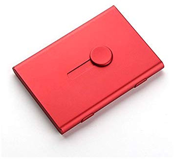 TopHomer Visitenkartenetui, Automatische Pop-ups Visitenkartenhalter Professionelle, Metall Tragbar Kartenetui für Büro Damen und Herren (Rot)