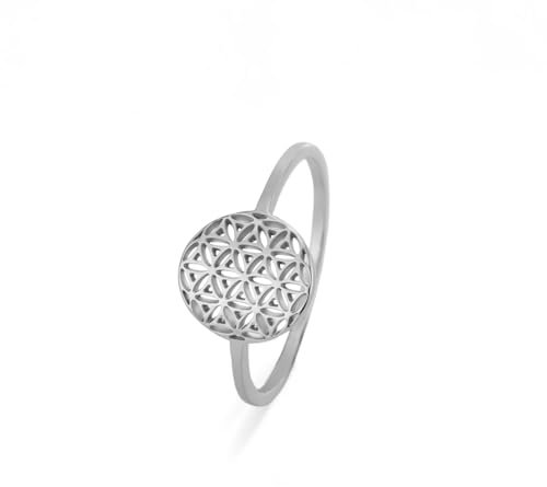 kkjoy Blume des Lebens Ring Edelstahl - Samen des Lebens Versprechen Schmuck Geschenk für Frauen - Charming Damen