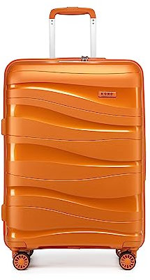 Kono Maleta de Cabina Mediana 66cm Maleta de Viaje Ligera Portátil con Cerradura TSA Resistente(70L,Naranja)