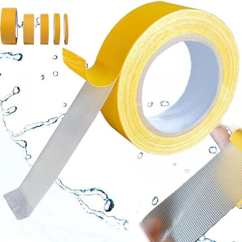 Vozaware Super Tape, Strong Adhesive Double Sided Gauze Fiber Mesh Tape, Super Sticky Resistente Clear Tape, Waterproof High Adhesive Strength Mesh Double-Sided Duct Tape (1cm*10m)