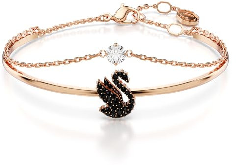 Swarovski Swan Armreif, Rosé Vergoldeter Damenarmreif mit Schwan-Motiv und Strahlenden Swarovski Kristallen