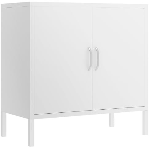 YITAHOME Aufbewahrungsschränke, Sideboard für Wohnzimmer Metallschrank mit Doppeltür und Verstellbarem Einlegeboden, Mehrzweckschrank für Heimbüro, Schlafzimmer, Wohnzimmer, Maße 80x80x40 cm