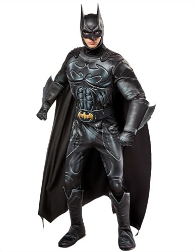 Rubie's Herren DC Comics Batman Forever Deluxe Batman Gepolsterter Kostüm Overall mit Umhang und Maske, Größe L