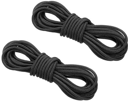 PATIKIL Bogenschießen D Loop Schleife Seil 3 Meter, 2 Stück D Ringschnalle Schnur Release Bogensehnenbefestigung Schnallenring Kompound Bogen Zubehör für Bogensehne Bogenschießen, Schwarz