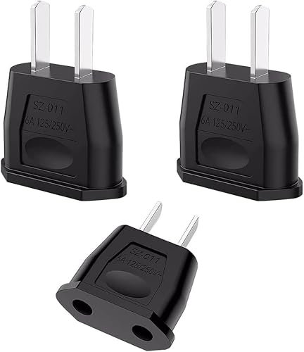 OneNine Pack de 3 adaptateurs UE vers États-Unis, adaptateur 2 broches prise USA Allemagne, prise de voyage Allemagne vers États-Unis, adaptateur de prise, adaptateur universel Europe/États-Unis/Chine