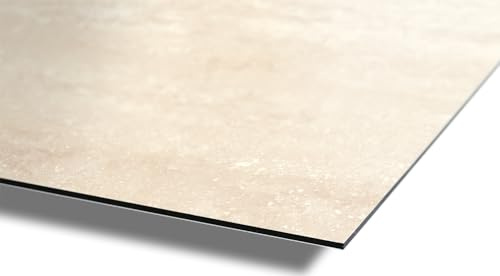 AUPROTEC Aluverbundplatte 3mm Travertino Creme 1000 x 1000 mm Rückwandpaneel Aluminium Verbund Platte I wasserbeständige Wandverkleidung I Wanddeko für Wohn- und Feuchträume Auswahl: 100x100 cm