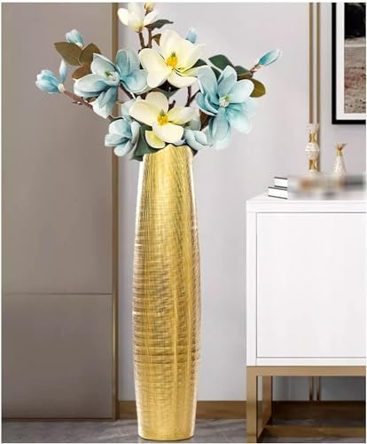Glänzende Goldene Keramikvase, Hohe Bodenvase, Keramik-Blumenvase Für Wohnzimmer, Moderne Tischdekoration Für Die Inneneinrichtung, Geeignet Für Frische Und Getrocknete Blumen (60cm)