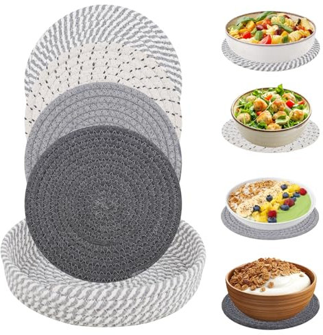 Pot Coaster 5 Stück Teller Untersetzer rund, Stoff Untersetzer Teller, Unterlage für Wasserkocher rund, Untersetzer Rund Stoff Untersetzer Teller Untersetzer Glas Untersetzer für Tisch und Möbel 20 cm