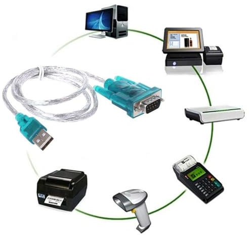 AYMBH USB 2.0 to Serial Port RS232 DB9 9 Pin Male Adapter with 340 Chipset, Full Pinout Converter, Compatible with Windows, Mac, Linux, PDA, GPS, and VGA – Supports Win 95/98/XP/7/Vista, Plug & Play