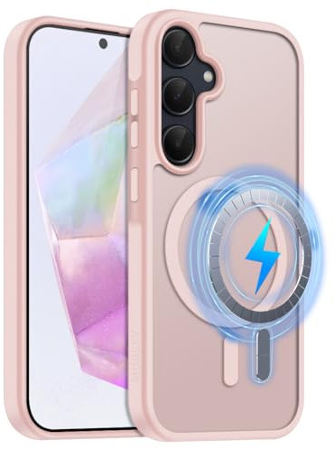 MOBESV Cover Magnetica per Samsung Galaxy A35 5G 6,6 Pollici, Custodia Compatibile con MagSafe, Cover Traslucida Opaca Posteriore Sottile Antiurto, Rosa
