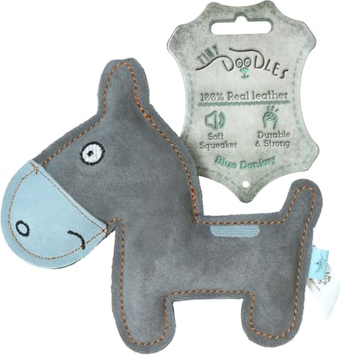 Holland Animal Care Tiny Doodles Doggy - Doodles Donkey - Hundespielzeug - Hundespielzeug mit Quietsche - Blau - 17 cm